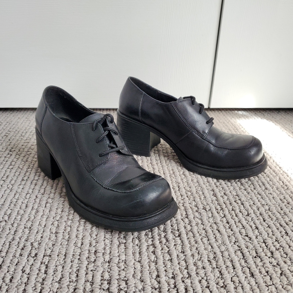 Vintage leather loafer heels